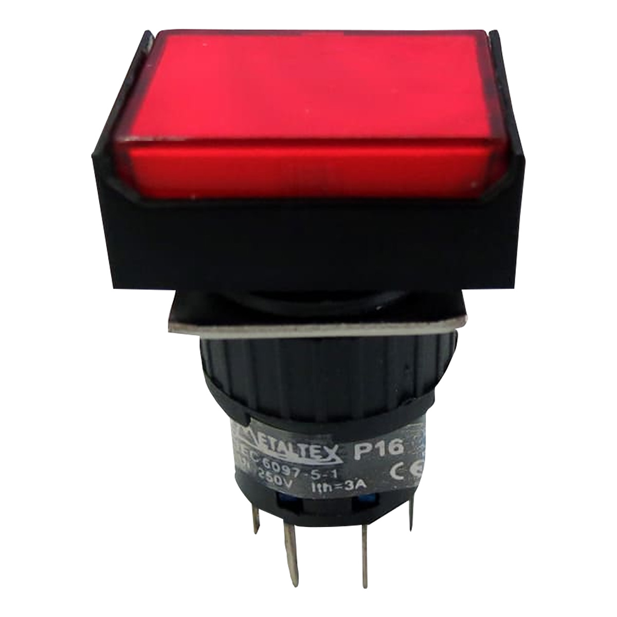 O Pulsador Iluminado Ip Mm Vermelho Retangular Vcc Metaltex