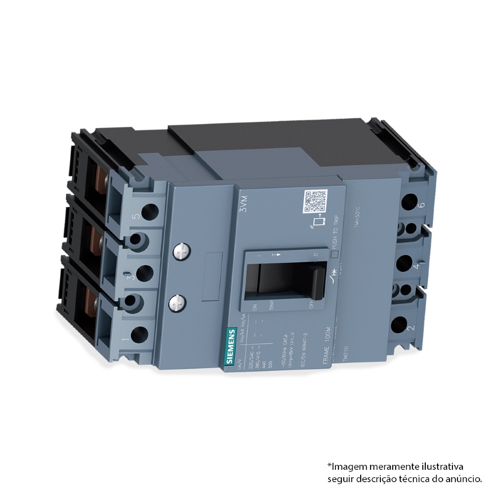 Disjuntor Caixa Moldada 3 Polos 16Ka 63A 415V Siemens 3VM10